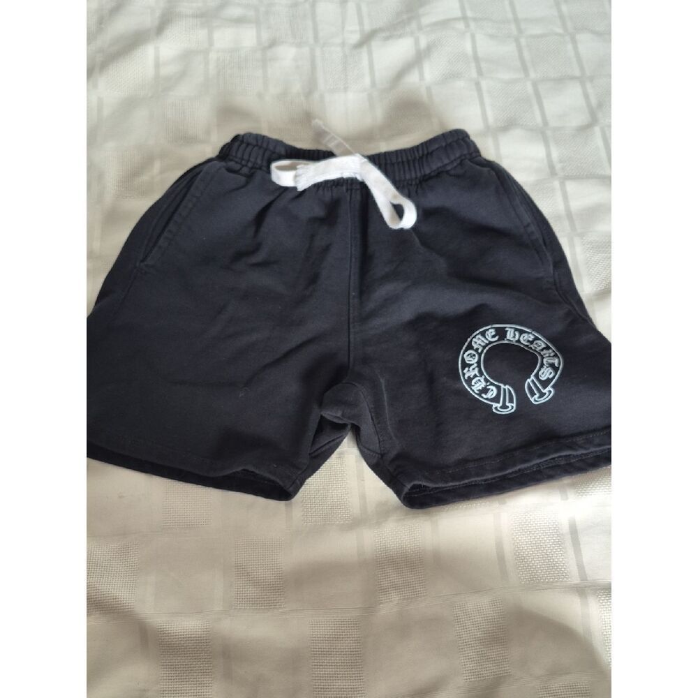 Chrome Hearts Black Drawstring Athletic Shorts with White Logo